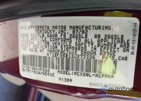 2003 Toyota Avalon Xl from USA, damaged, VIN 4T1BF28B13U273336